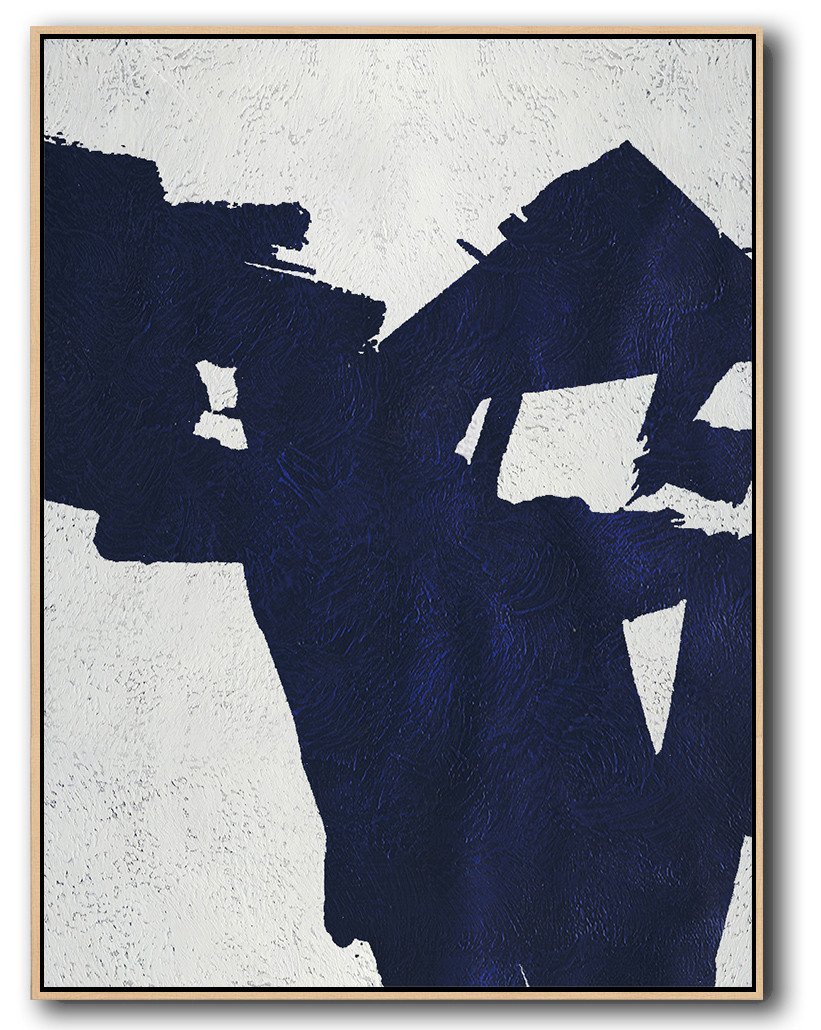 Buy Hand Painted Navy Blue Abstract Painting Online - Where Can I Get Photos Printed On Canvas Huge